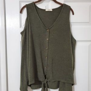 Cold shoulder green top